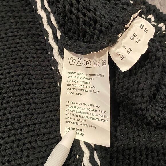 Olsen Europe Cowl Neck Black/White Sweater Size 10 - Picture 8 of 8